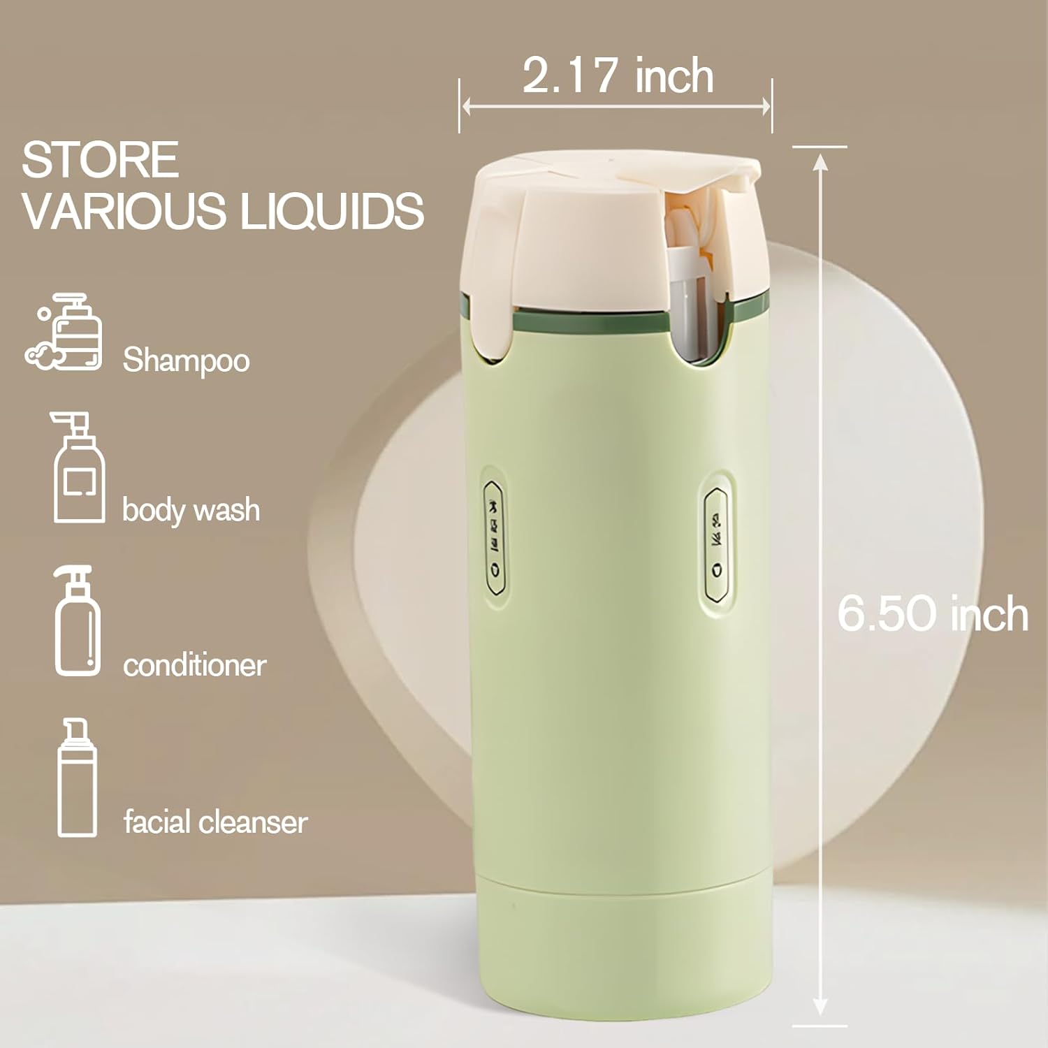 4 in 1 Travel Dispenser Bottles Shampoo Refillable Leak Proof TSA Compliant Size Containers Toiletries Toiletry with Pump Design Portable Organizer Conditioner Lotion Cream Vacation