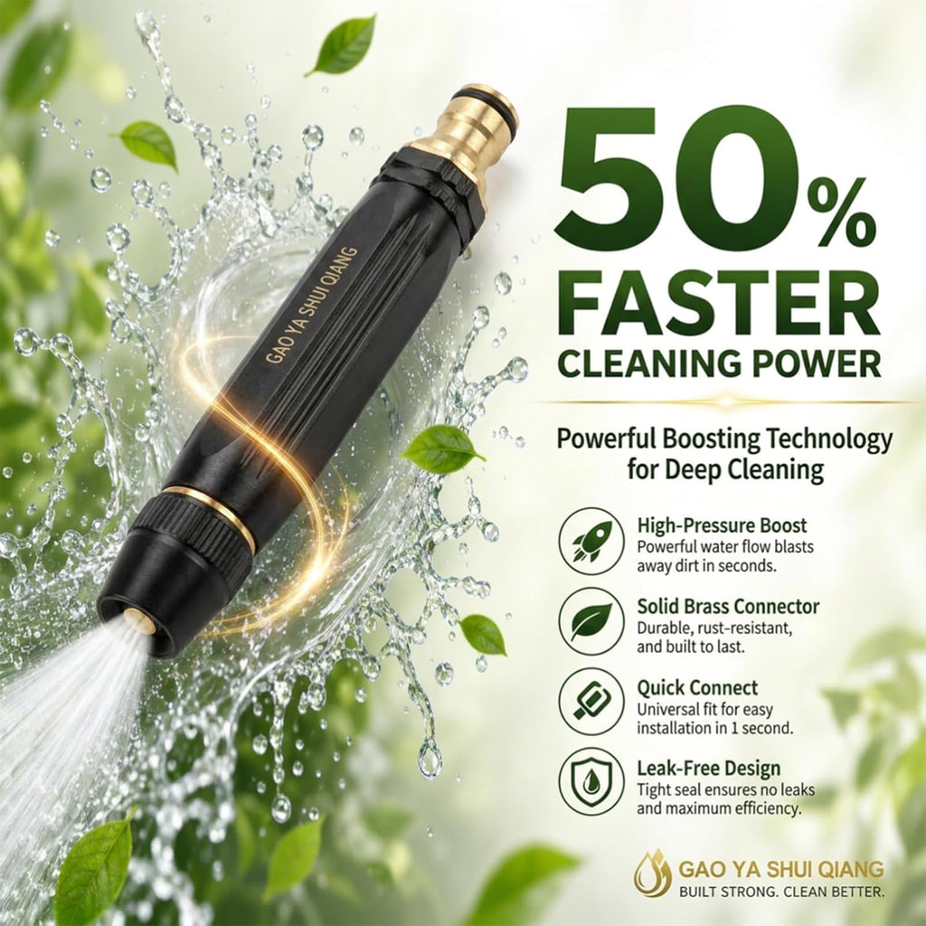High Pressure Water Gun-5-in-1 Nozzle,Garden Hose Pressure Booster,3000PSI Booster, Heavy Duty for Car Wash, Garden Watering & Outdoor Cleaning