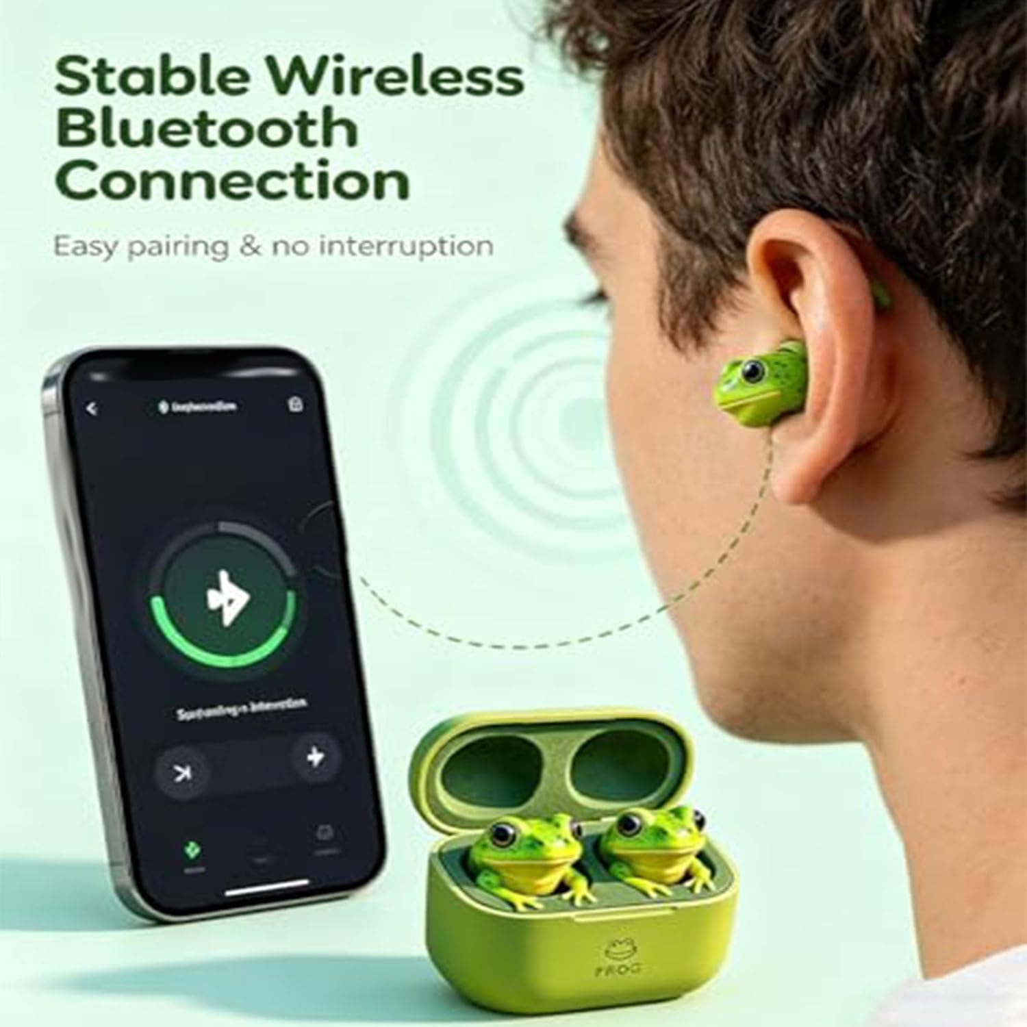Cross-Border Cute Animal Shaped Bluetooth Earbuds Innovative frog-shaped Bluetooth headphones