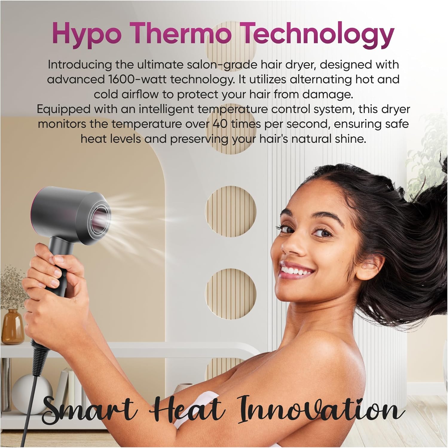 Super Hair Dryer with Powerful Digital Motor for Fast Drying