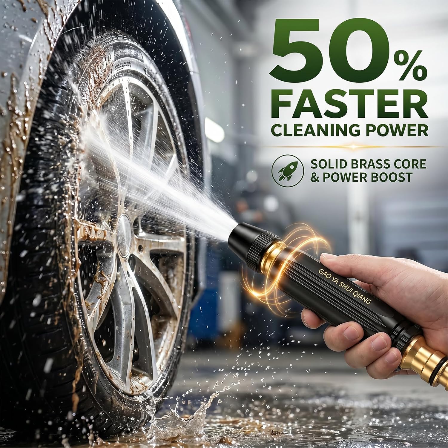 High Pressure Water Gun-5-in-1 Nozzle,Garden Hose Pressure Booster,3000PSI Booster, Heavy Duty for Car Wash, Garden Watering & Outdoor Cleaning