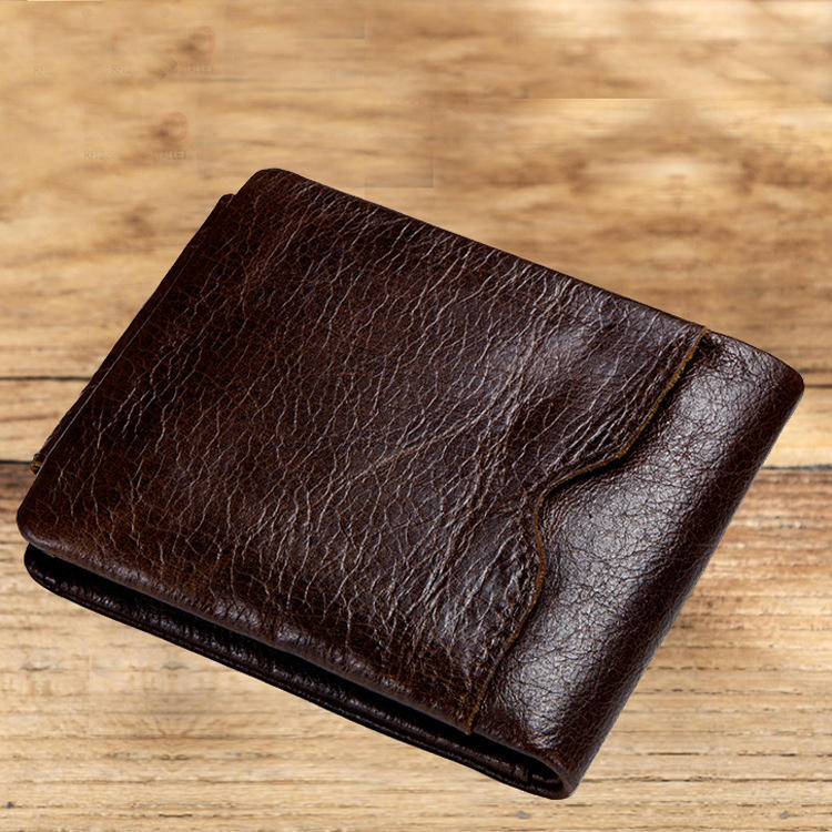 Men's Vintage Genuine Leather Bifold Wallet - Classic Short Wallet with Zipper Coin Pocket, ID Photo Holder & Casual Card Organizer